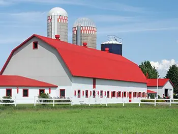 barn with red roof
